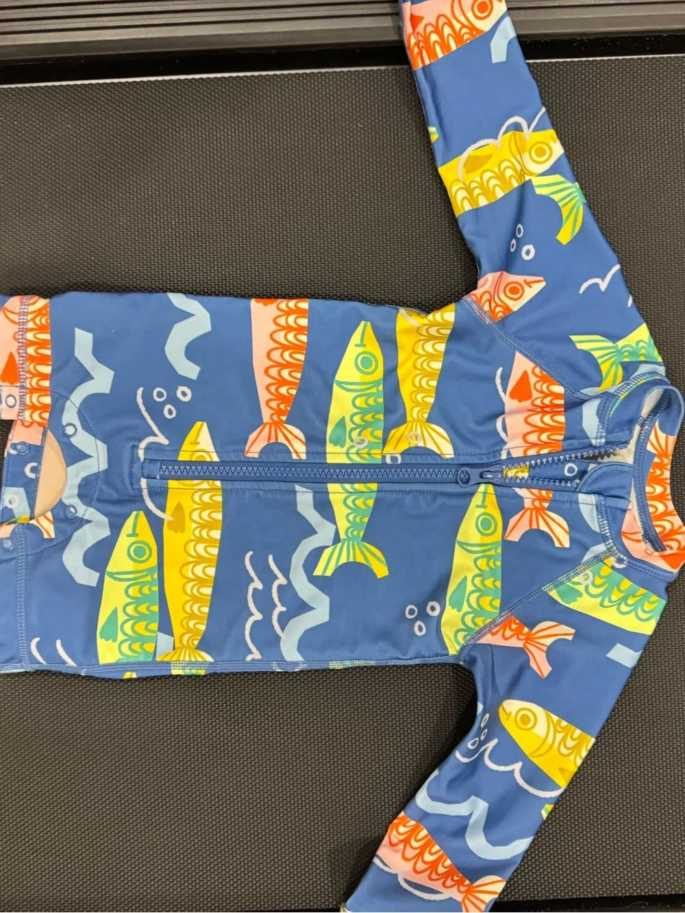 Tea Collection Blue Fish Zip-Up One-Piece Swimsuit